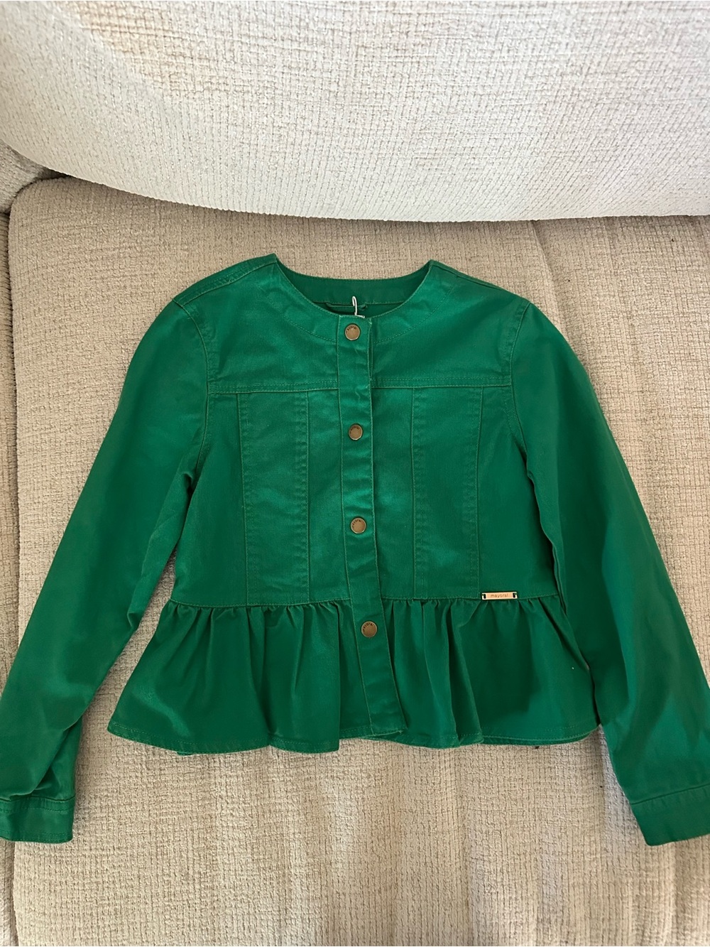 Mayoral Green Peplum Button-Front Jacket Size 10